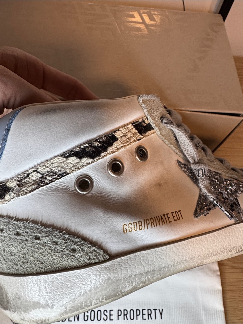 SSENSE Exclusive Golden Goose Midstar Suede Leather Silver Glitter Star - Picture 6 of 10